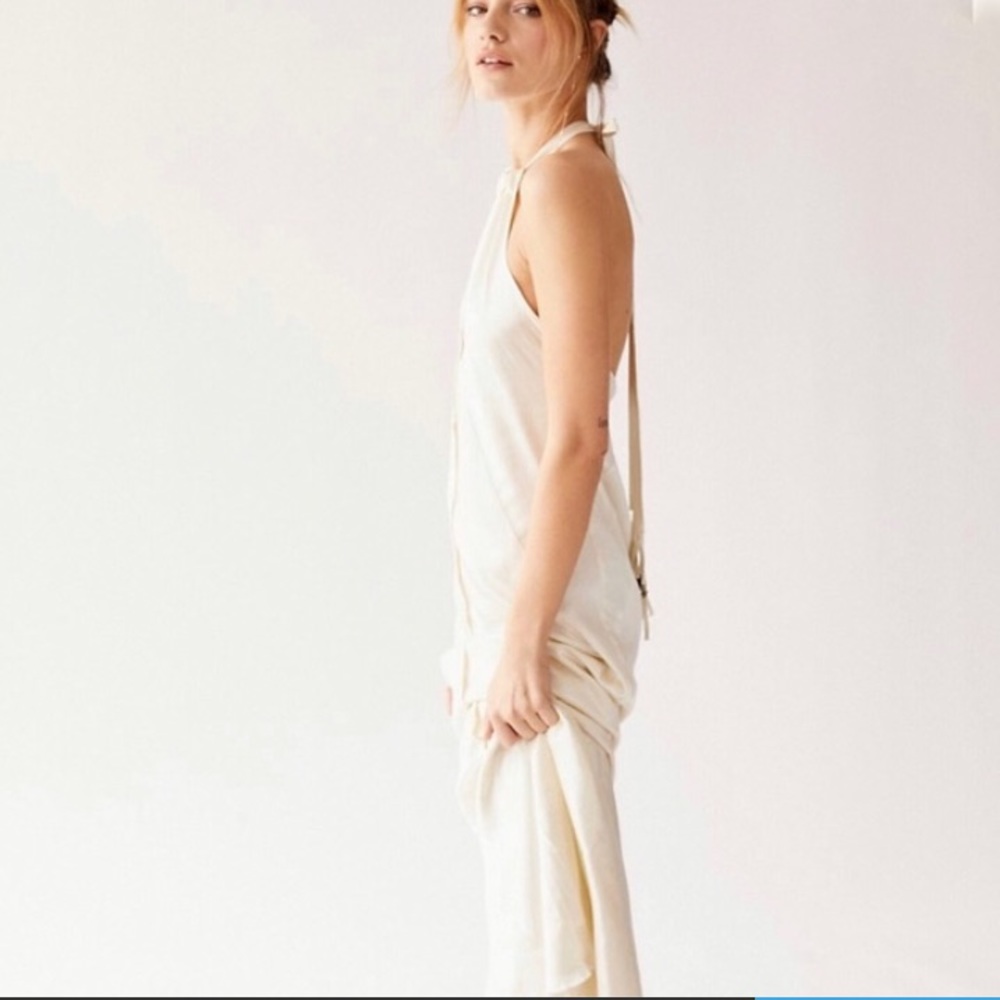 Brenda Knight x Free People Silky Halter XS Ivory Maxi Sheath Gown Dress - Picture 4 of 6